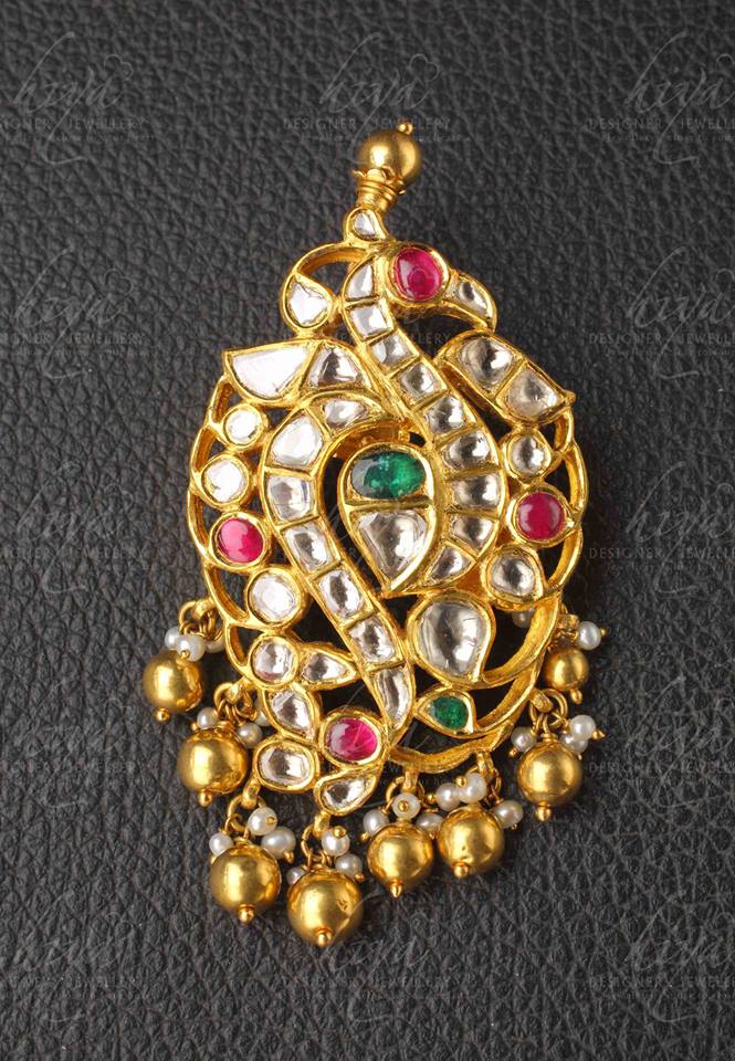 kundan peacock pendant from hiya designer jewellery