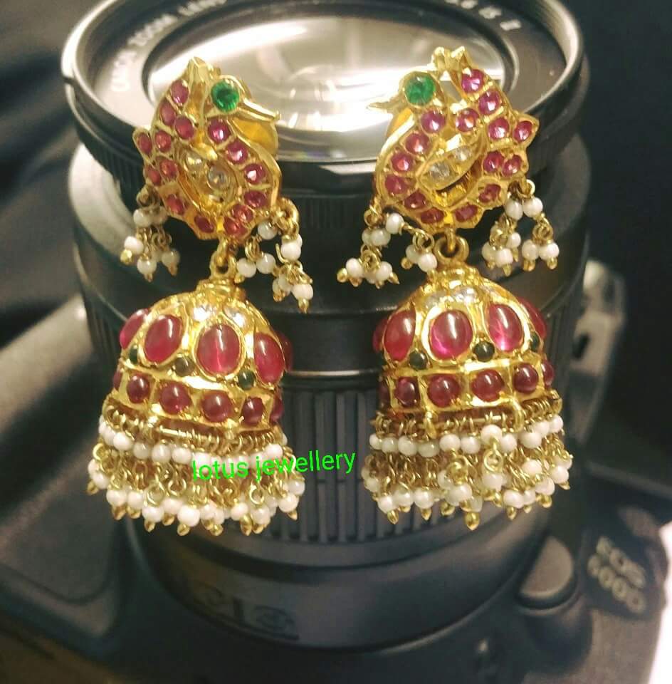silver ruby jhumkas from gold lotus jewellery