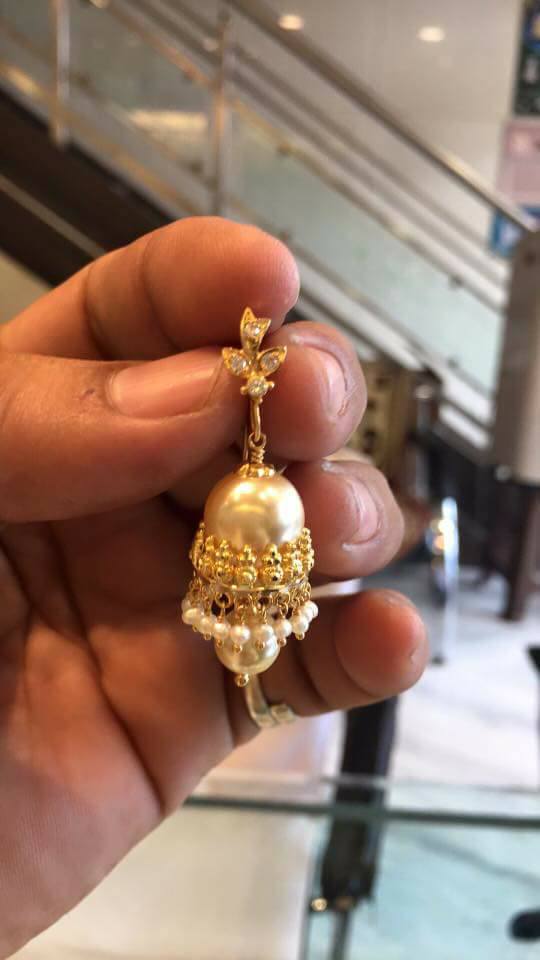 5 grams Light Weight Pearl Earrings from Bhavani Jewellers